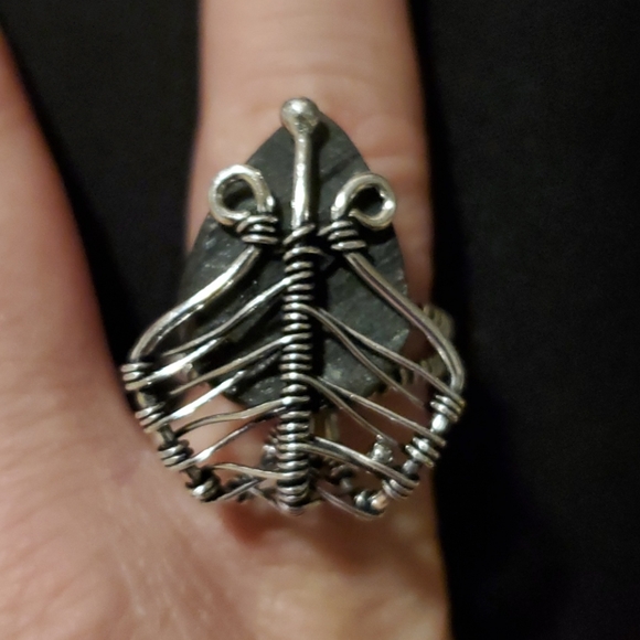 New Unique Wire Wrapped Black Tourmaline Ring. - Picture 5 of 14